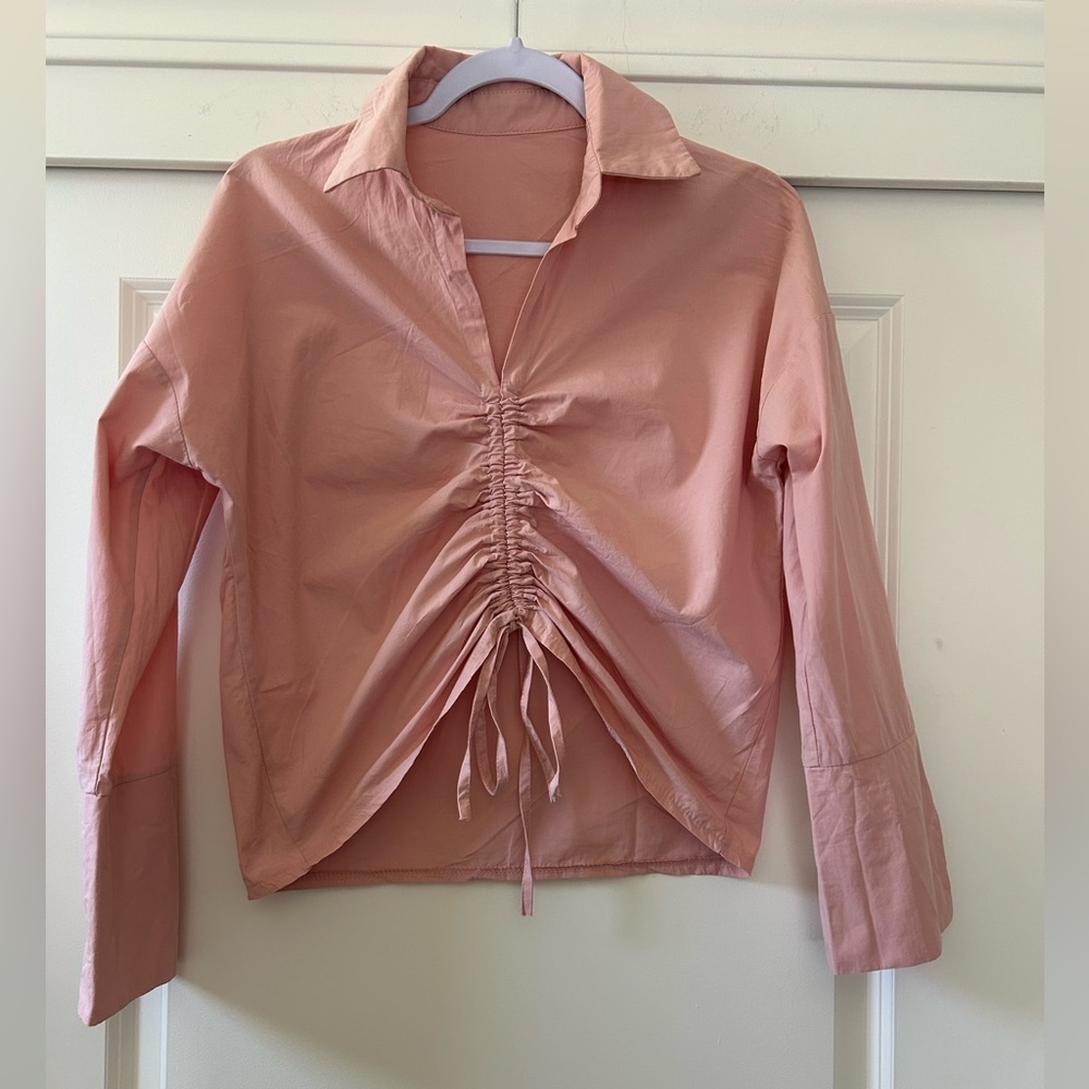 Pink Drawstring Blouse from South Korea - Picture 1 of 5